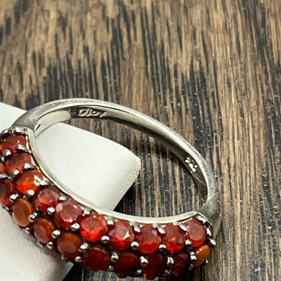 Designer DJoy 925 Sterling Silver Round Garnet Stackable Anniversary Band Ring - Picture 7 of 12